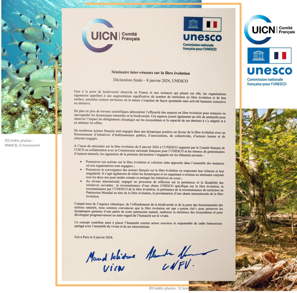 La libre évolution : une déclaration UNESCO /UICN-Comité français